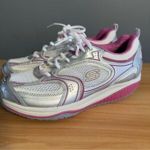 Skechers shape ups women’s size 8 Silver/Pink white EUC